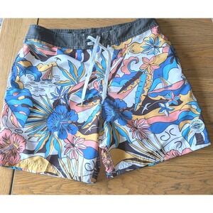 Original Panama Jack Hawaiian Multicolor Swim Trunks BoardShorts Men's Size 34